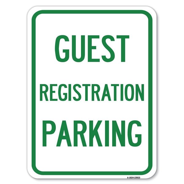 Signmission Guest Registration Parking Heavy-Gauge Aluminum Rust Proof Parking Sign, 18" x 24", A-1824-23923 A-1824-23923